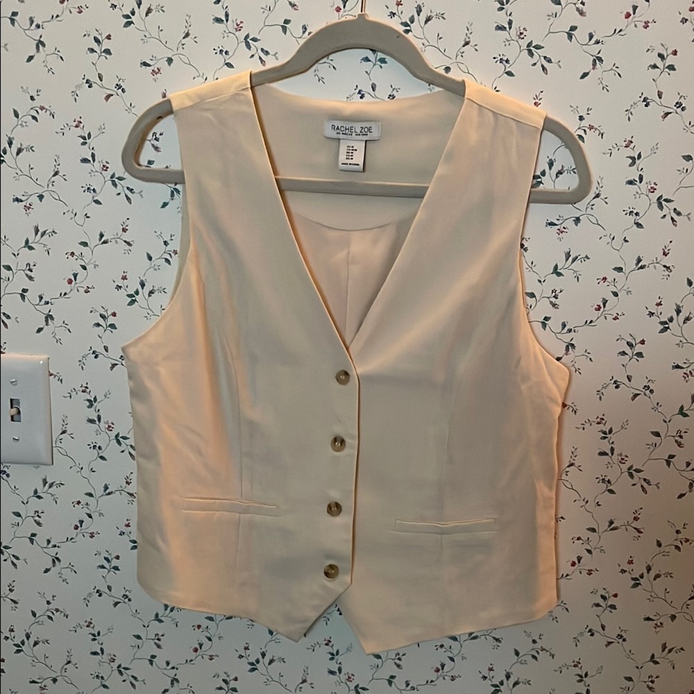 Rachel Zoe Beige Buttoned Vest